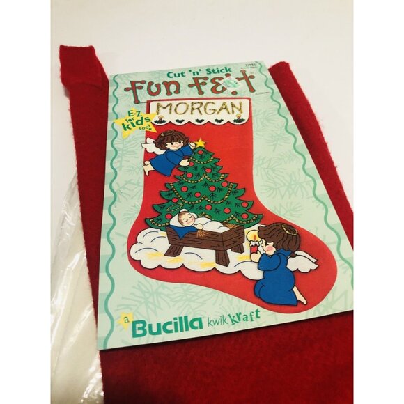 Vintage 90s Bucilla 33982 Fun Felt Christmas Stocking Kit Cut N Stick E.Z. Easy - Picture 2 of 3